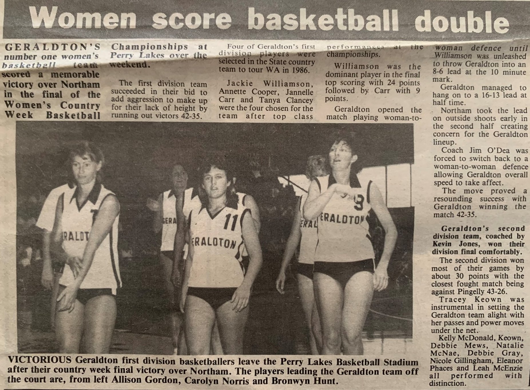 1985 - Country Championship - Geraldton Basketball History